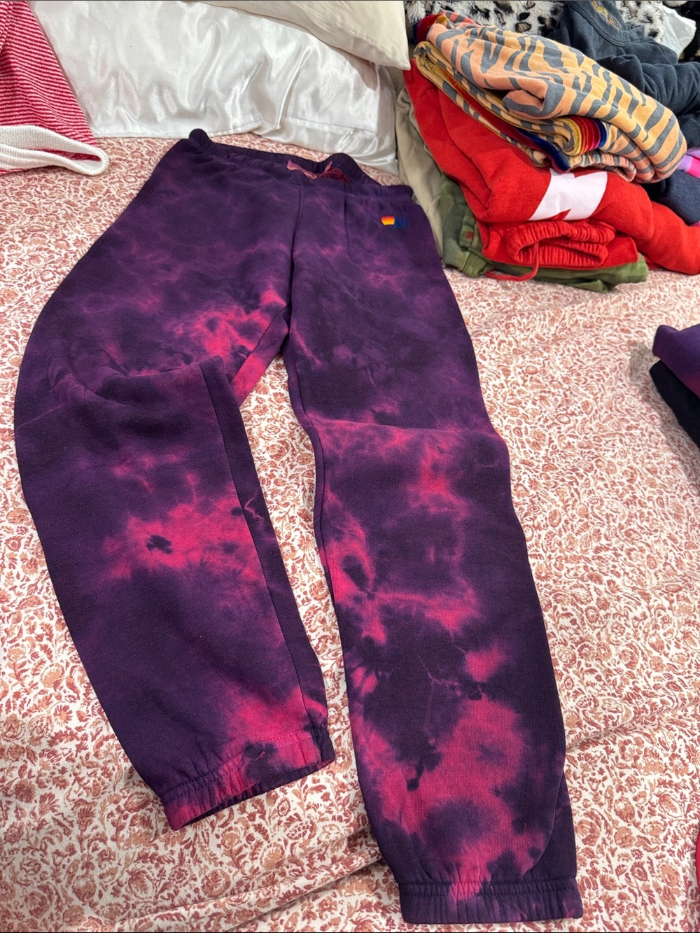 Aviator nation purple tie dye joggers